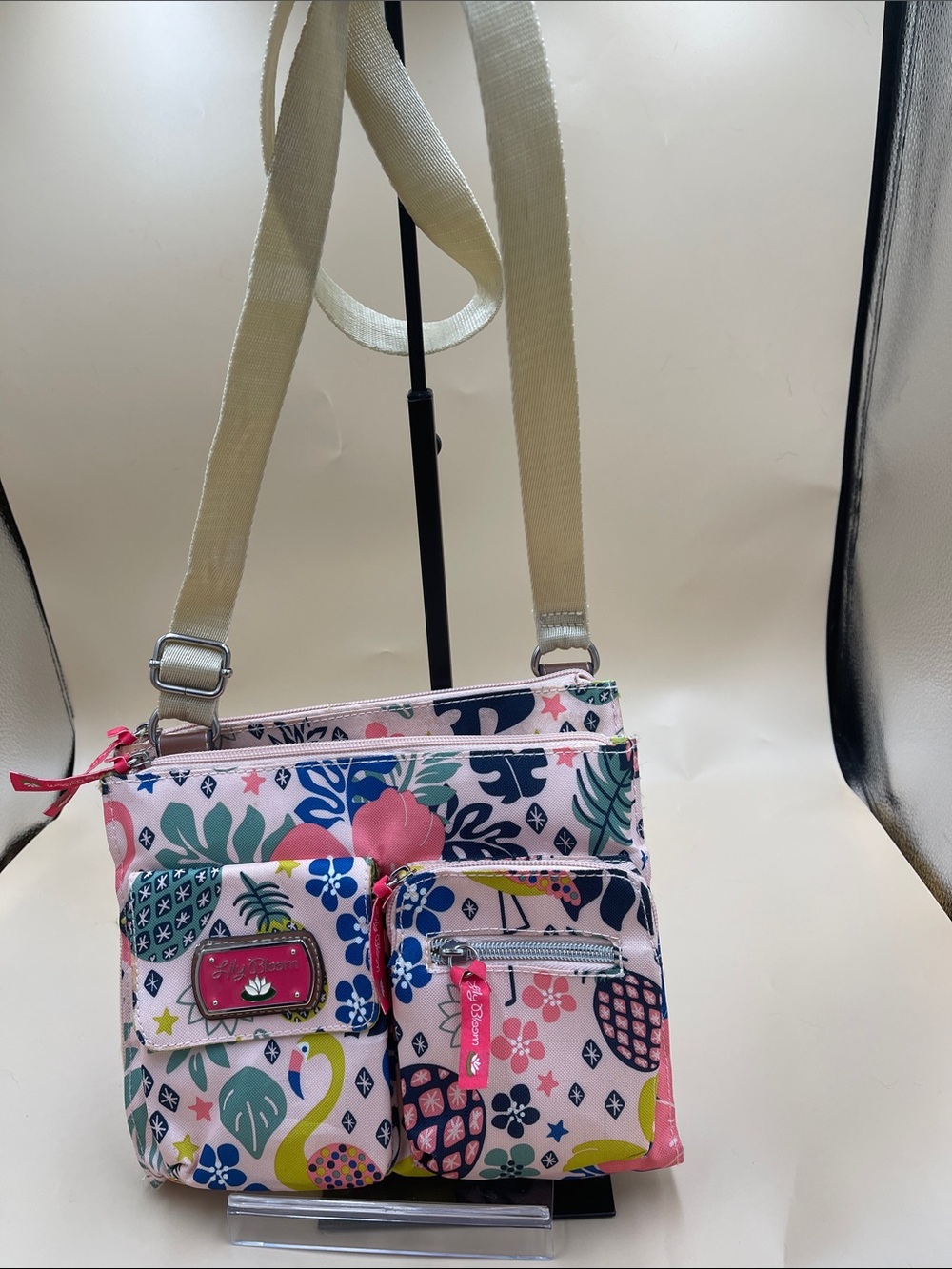 Lily Bloom Multi Compartment Colorful Floral Crossbody Bag Stay Organized